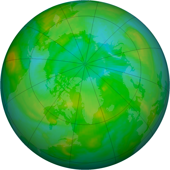 Arctic ozone map for 19 July 1986